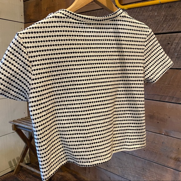 Zara | Textured Cropped Black and White Tee - Picture 7 of 7